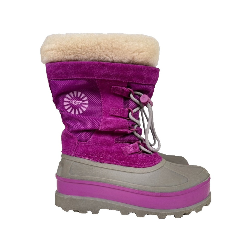 UGG Kids Bobbey Purple Winter Snow Boots Shearling Youth Sz‎ 2 S/N3288